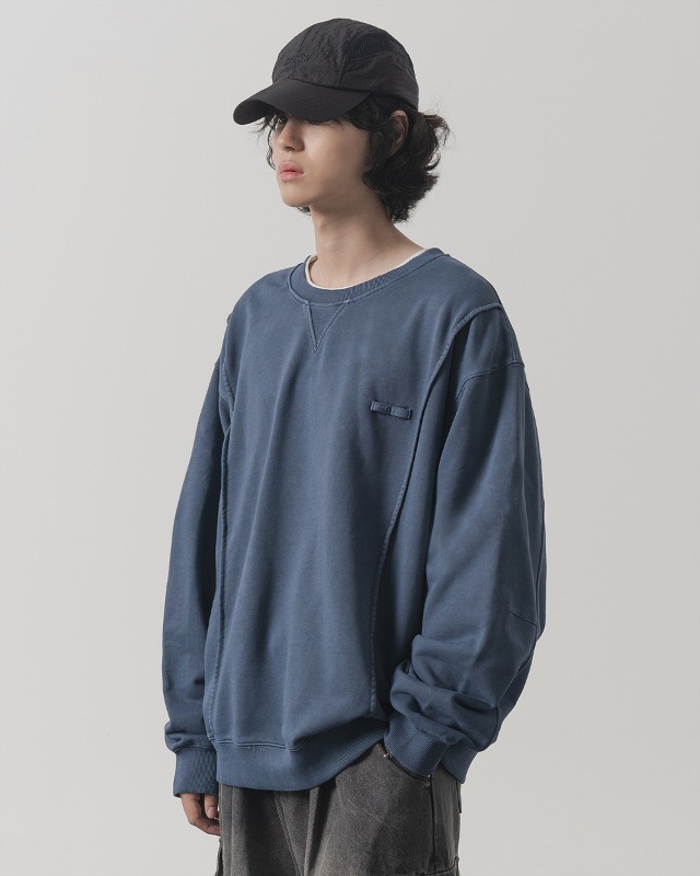 (ASI) HORIZON PIGMENT DYING SWEAT T-SHIRT_NAVY