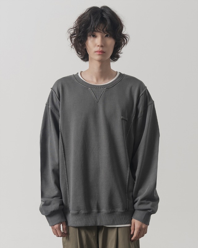 (ASI) HORIZON PIGMENT DYING SWEAT T-SHIRT_CHARCOAL