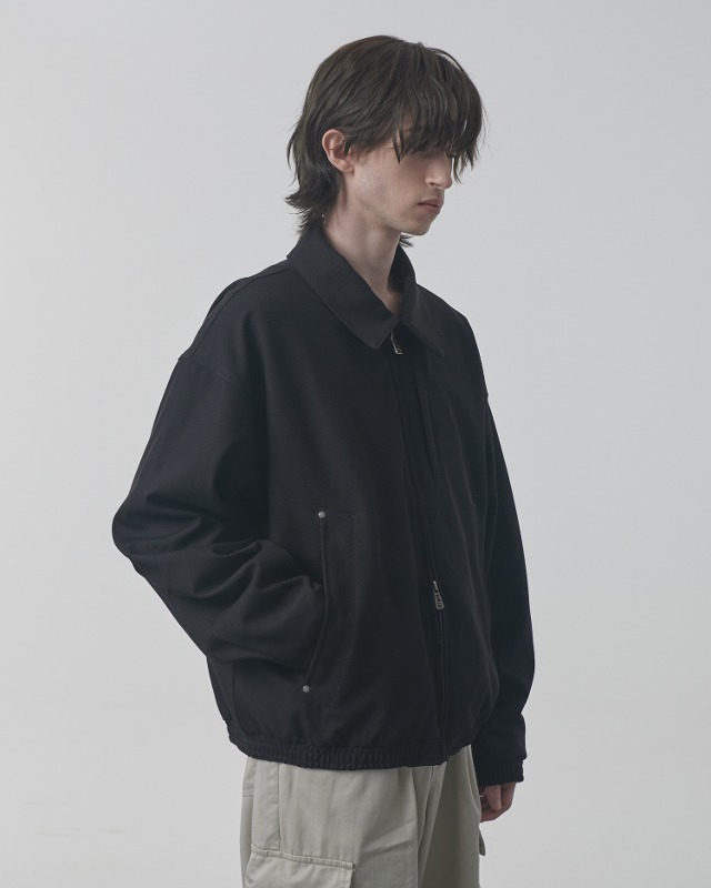 2WAY DOUBLE LAYER CROPPED BLOUSON JACKET_BLACK