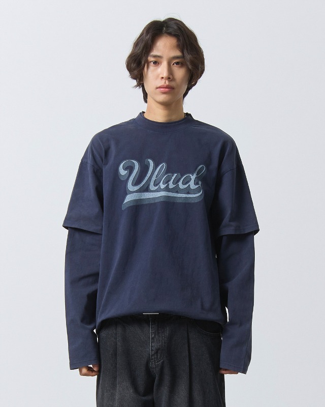 (VLAD) PIGMENT VLAD ARTWORK LAYERED T-SHIRT_NAVY