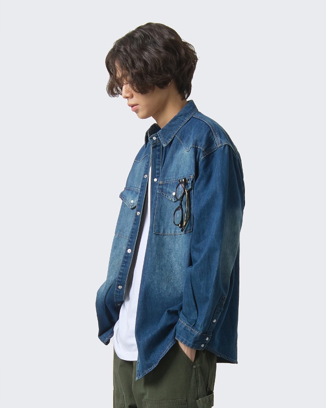 BIO WASHING WESTERN DENIM SHIRT_INDIGO