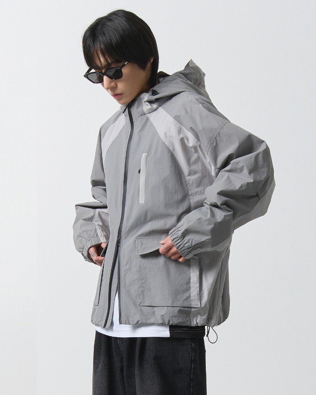 (VLAD) 2WAY AUTHENTIC HOOD WINDBREAKER JACKET_DARK GRAY&amp;LIGHT GRAY