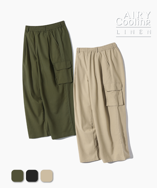 (ASI) LINEN ONE TUCK CARGO PANTS_3 COLOR