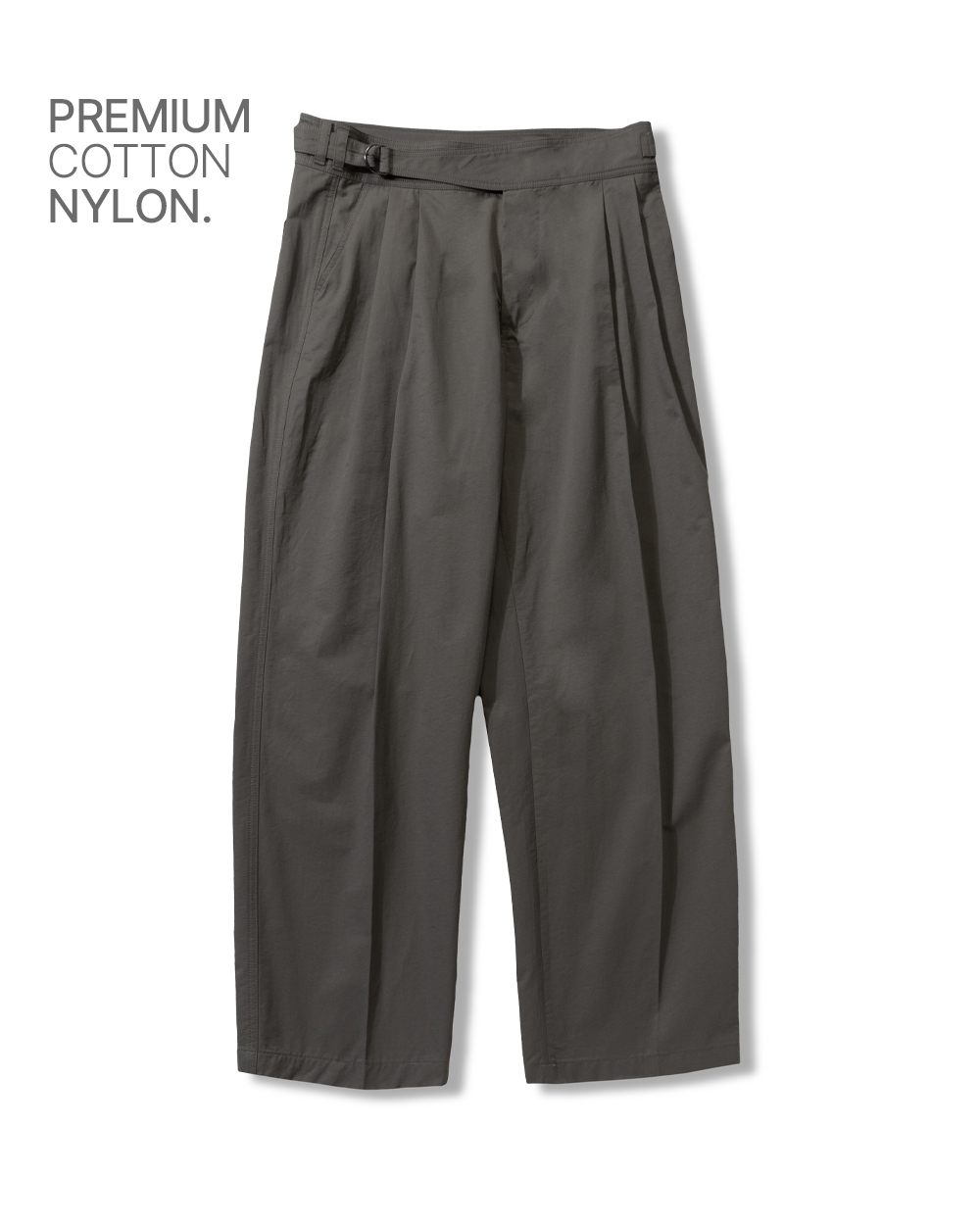 SIDEFIX TWO- TUCK SEMI WIDE PANTS_GRAY