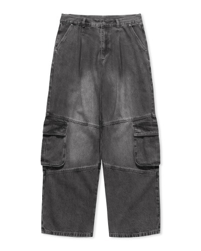 CALF POCKET CARGO DENIM PANTS_GRAY