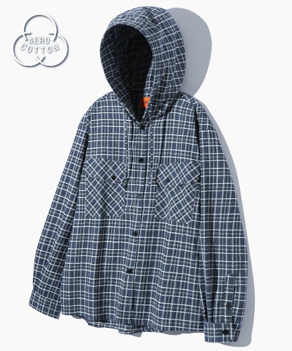 (VLAD) DOUBLE POCKET CHECK HOOD SHIRT_BLUE