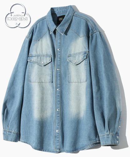 BIO WASHING WESTERN DENIM SHIRT_LIGHT INDIGO