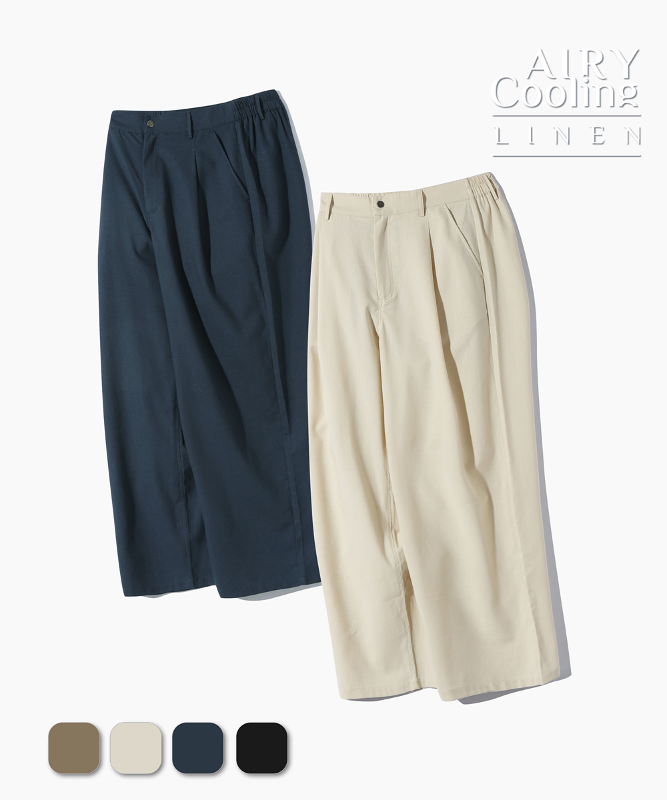 (ASI) LINEN ONE TUCK WIDE PANTS_4 COLOR