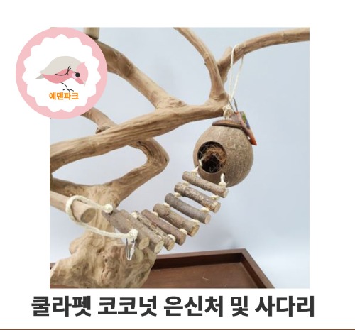 쿨라펫 코코넛 은신처 및 사다리 장난감 (A021)_사다리/횃대/둥지 활용성 좋은 장남감