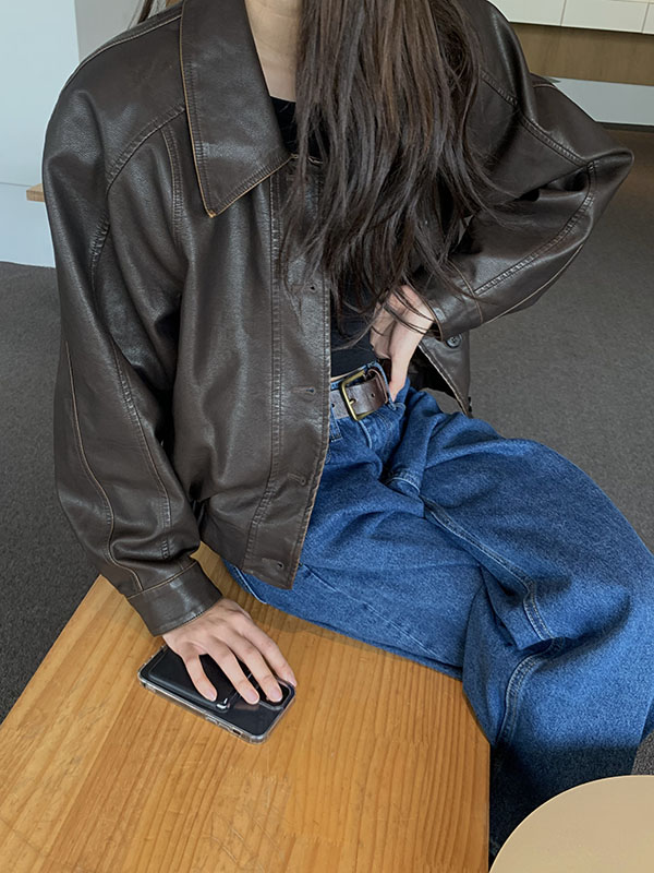 [MD PICK] LEATHER BLOUSON JUMPER