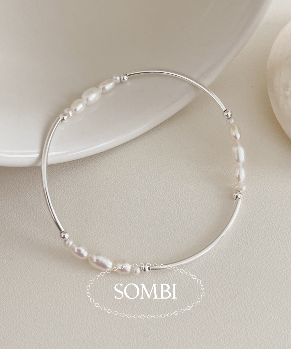 [SOMBI/silver925] 솔트 파이프 담수진주 팔찌 (2size)