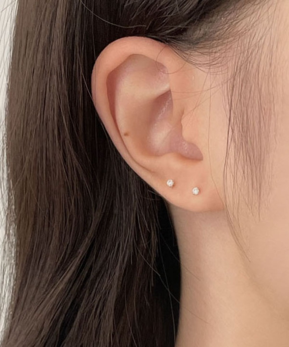 [silver925]1.5mm 2mm 베이직 초미니 큐빅 귀걸이