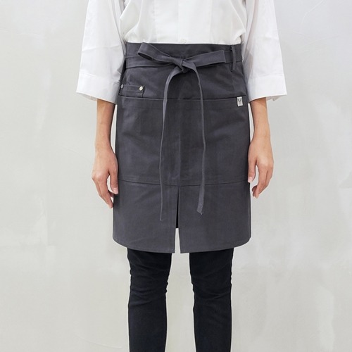 [쉐프앤코베이직] Bistro Half Apron - Charcoal Grey