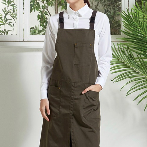 [비더쉐프] Buckle-up Oxford Apron - Dark Khaki