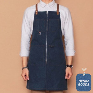 [이바디143] ZIP-UP APRON shoulder type - Navy