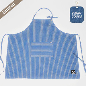 [쉐프앤코] Denim Tie Apron - Ocean Blue