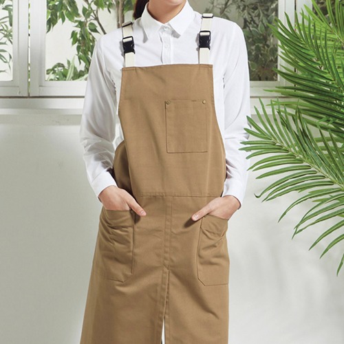 [비더쉐프] Buckle-up Oxford Apron - Light Brown