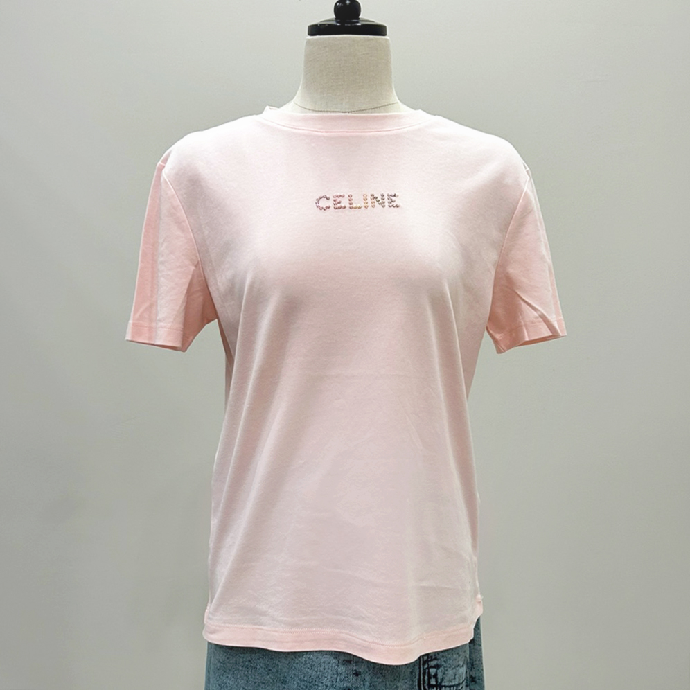 CE 핑크 로고 티셔츠