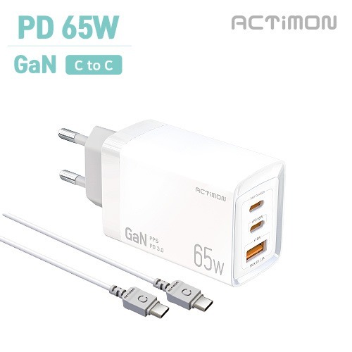 엑티몬 가정용 PD 65W 초고속 충전기(CtoC 케이블)(MON-PD65W-HC7-CP)