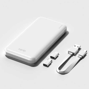 라피드 마스터 듀얼 보조배터리(10,000mAh)(5핀+8핀&amp;C타입젠더)