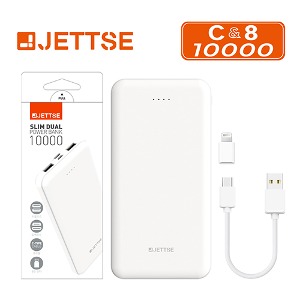 JETTSE 슬림 듀얼 보조배터리(10,000mAh)(C타입케이블+8핀젠더)