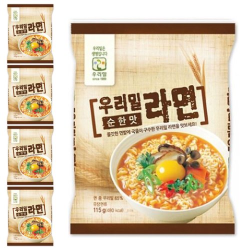 우리밀라면 건강한라면 순한라면 5개,소셜에코,별별마켓,사회적기업,유통