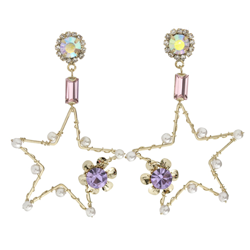 Violet in summer_바이올렛_꽃 별_드롭_Earrings