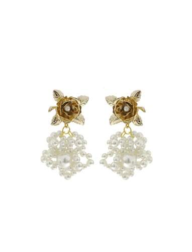 산드로_105 장미+ 페이크 플라워 드롭_Earrings