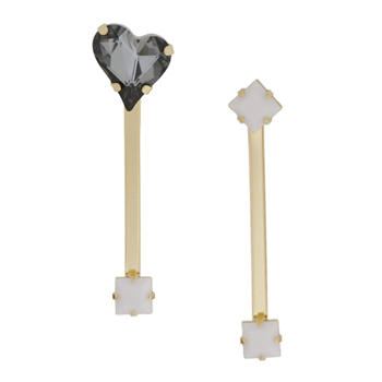 Sweet Heart Fancy Stone_black diamond_□+long_□+long드롭_Earrings