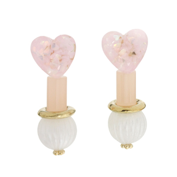 Milky_candy_ビ&amp;#12540;ズ_キラキラ sequins 하트+pastel pink_드롭_Earrings