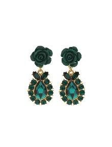 베르사이유_에메랄드003 장미+봉오리 골드 롱 드롭_Earrings