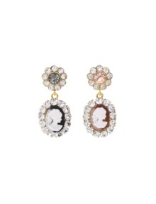 [딸기샤베트] 베르사이유_까메오001 호마이카 피치 그레이 드롭_Earrings