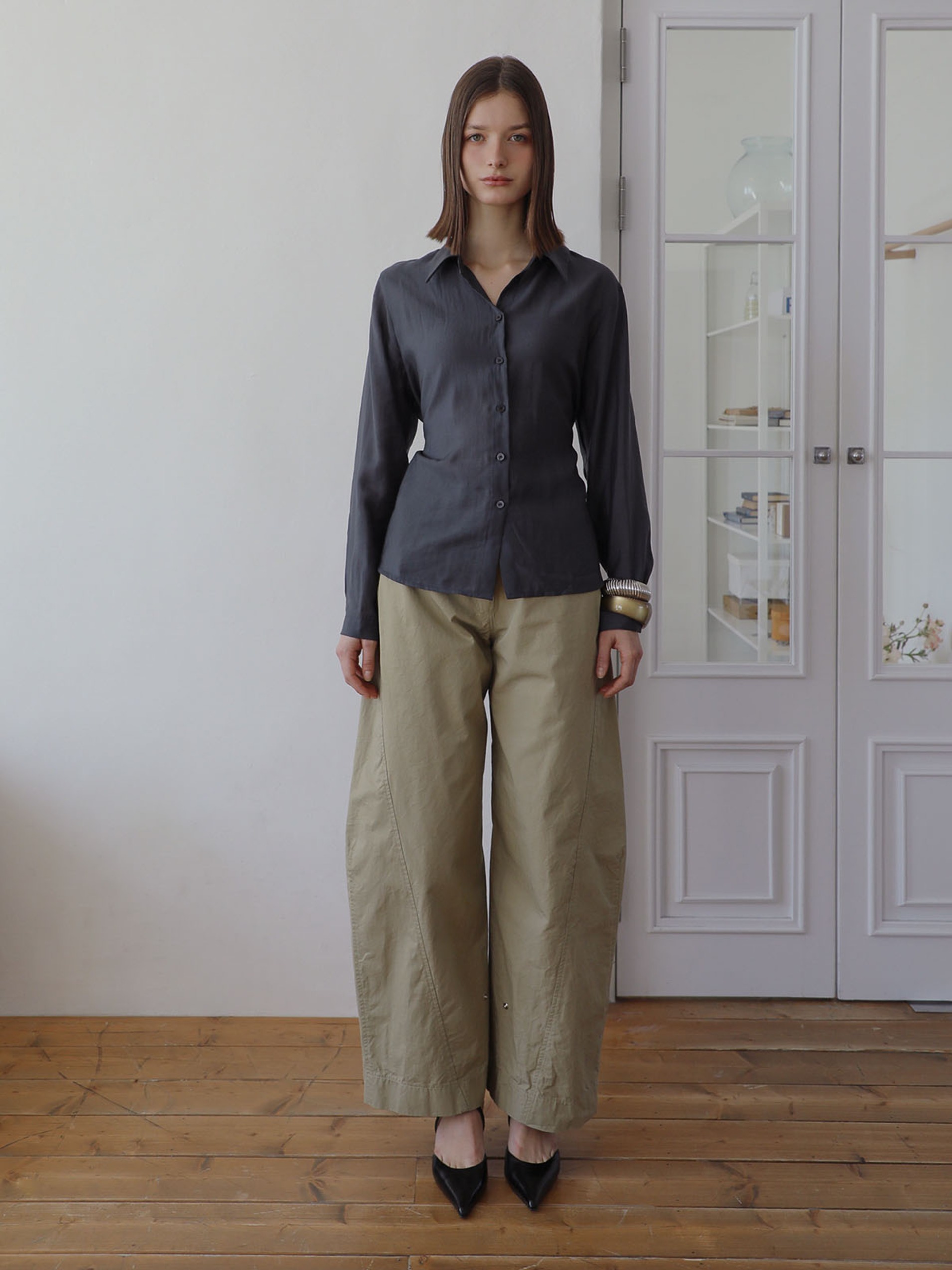 パンツ TWENTY FOUR T : 24SS / Frill Banding Pants Lace (2colors) RoseSeek Women's Leopard Print Color Block Flare Pants