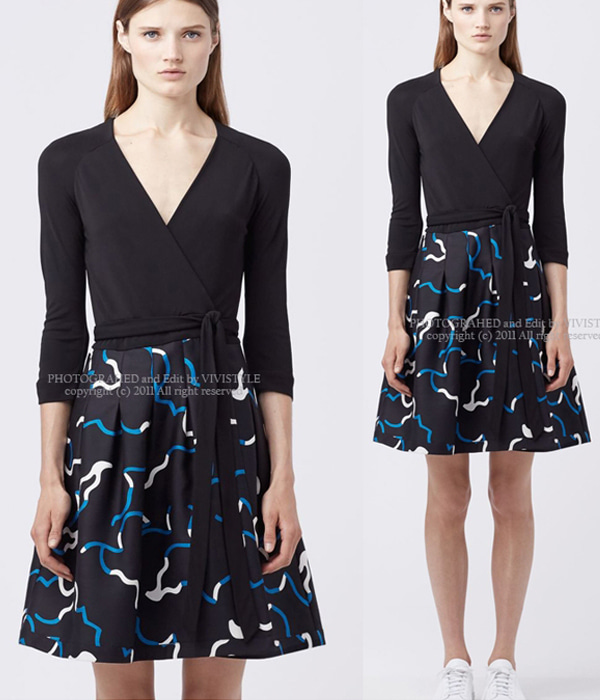 Diane von Furstenber**(OR) SILK COMBO WRAP DRESS ;여성스러움을 가장 예쁘게 표현할수 있는 랩드레스!!$548.00 ;피팅추가