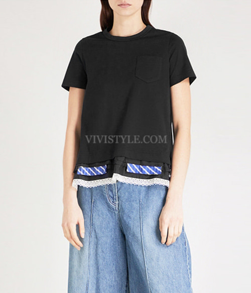 saca*(or) pleated cotton t shirt - 사카* 특유의 플리츠 디테일로 소장가치가 높은 아이!~(특가세일 20% 할인이벤트/반품교환불가/정가126000)