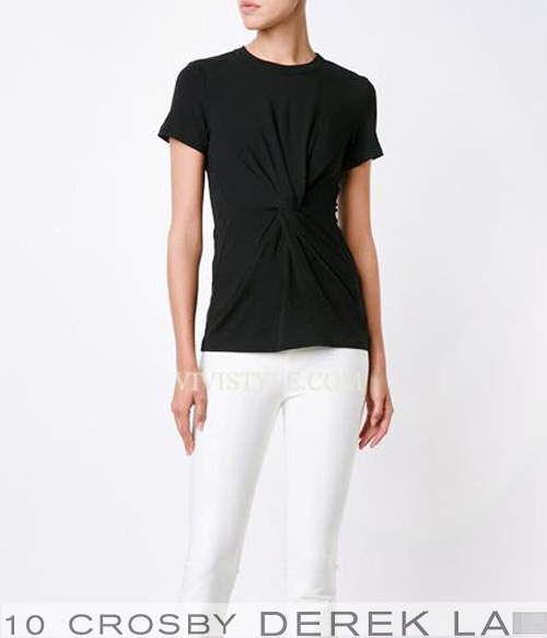 Derek La*(or) 10 Crosby twisted front panel jersey t shirt {블랙/화이트}- $456.00드레이프 디자인 속 절제된 매력을 느껴보세요^^ (특가세일 30% 할인이벤트/반품교환불가/정가77000)