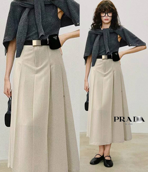 PRAD* belted skirt; 하체커버 제대로해주는 우아한 롱스커트~~