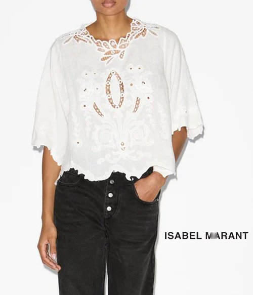 ISABEL MARAN* eyelet top; 감각적인 커팅 디테일로 멋스러운 아일렛 탑~~