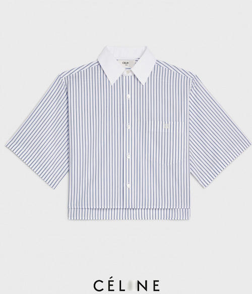 CELIN*  striped shirts ; 하체를 더욱 길어보이게 해주는 로고자수 스트라이프 셔츠!!;피팅추가