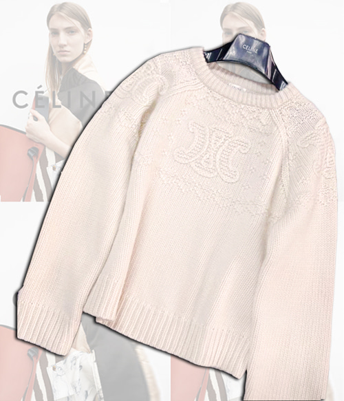 CELIN* Cream knit top;로고 포인트로 더욱 세련된 포근한 울스웨터~~