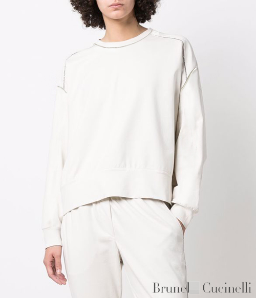 Brunello Cucinell* Monili sweatshirts ;화이트의 클린함에 모닐리체인으로 고급스러움을 더한 화이트 스웻셔츠!!