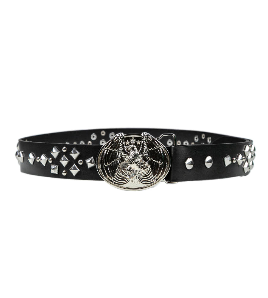 【SUNDAYOFFCLUB】'Acta Non Verba' Studded Belt - Silver SUNDAYOFFCLUB