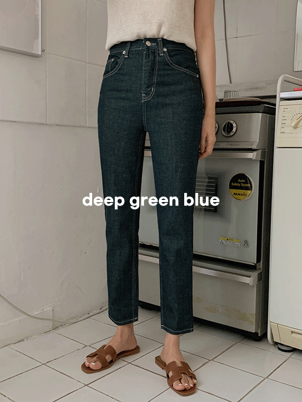 딥그린 셀비지 데님 (deep green blue)
