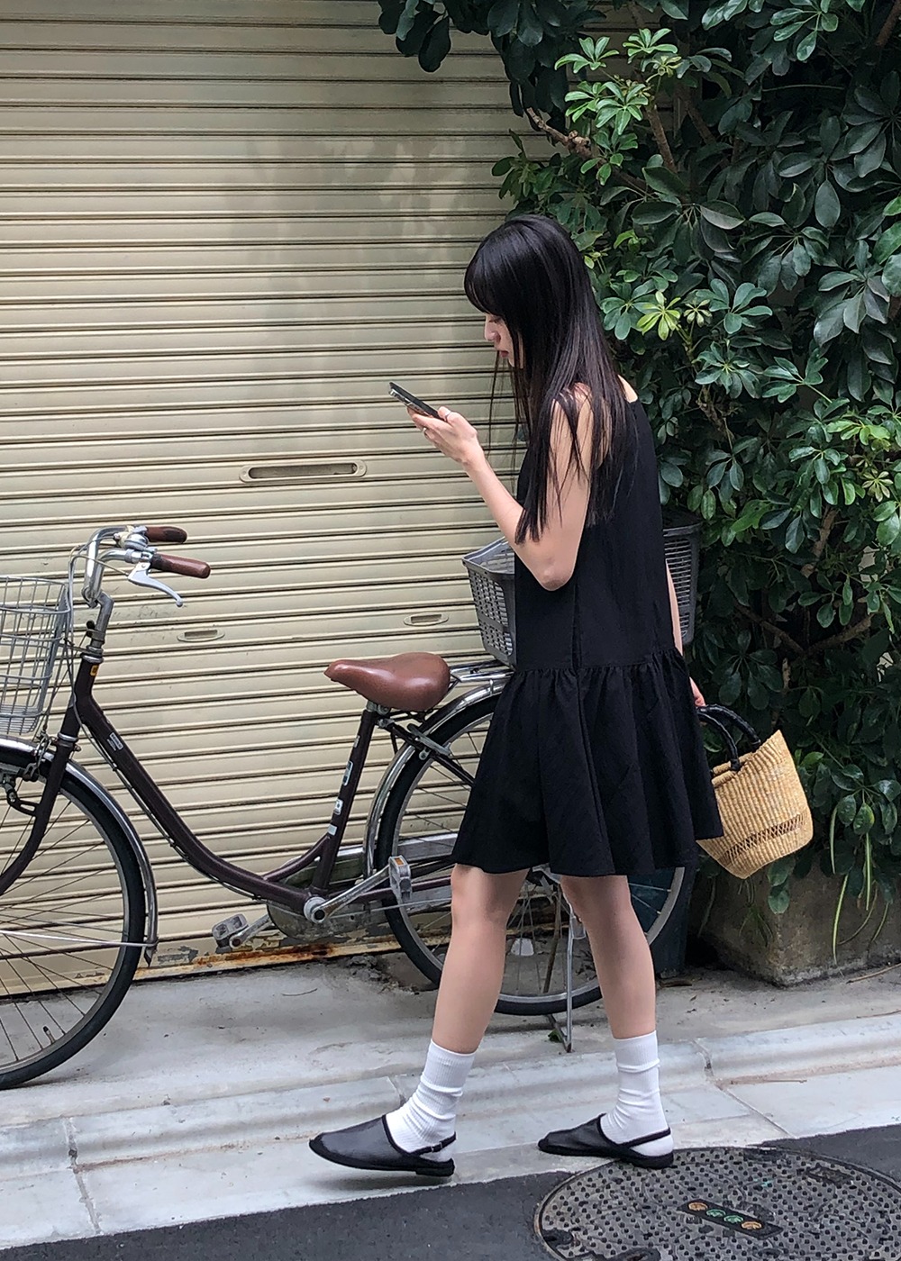 [REFURB/50%] Square Shirring Dress - Black