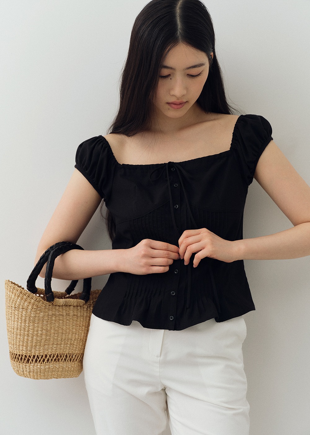 String Pintuck Blouse - 2 Colors