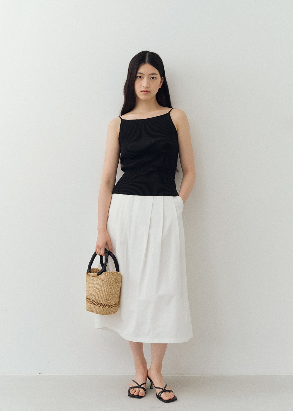 Cotton Pleats Skirt - White
