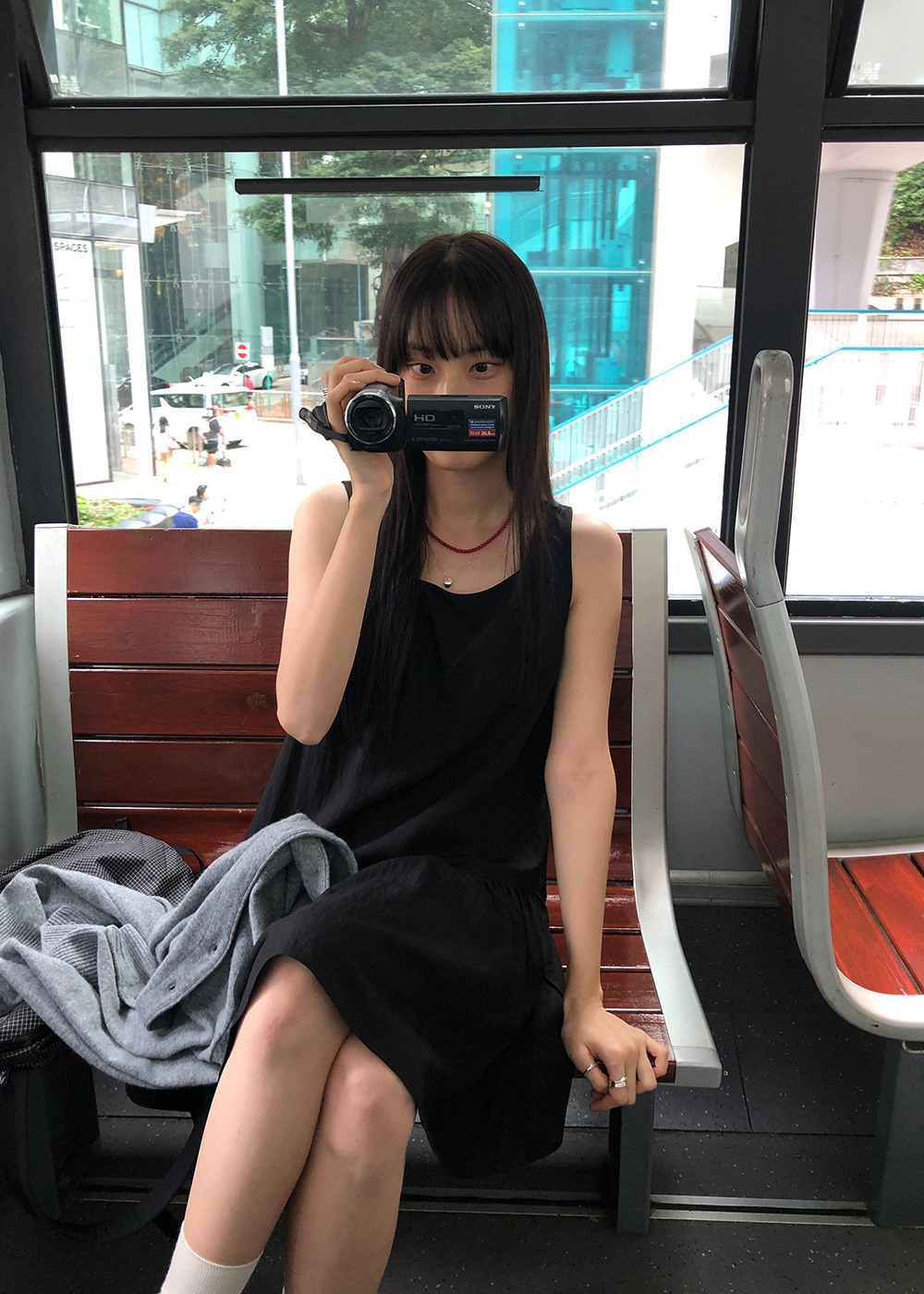 [5th] Square Shirring Dress - Black