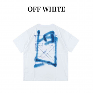 OFF WHITEC x 0 VIRGIL オフホワイト x バージル 21FW ブルーマーカーグラフィティ矢印プリントラウンド半袖Tシャツ G422865