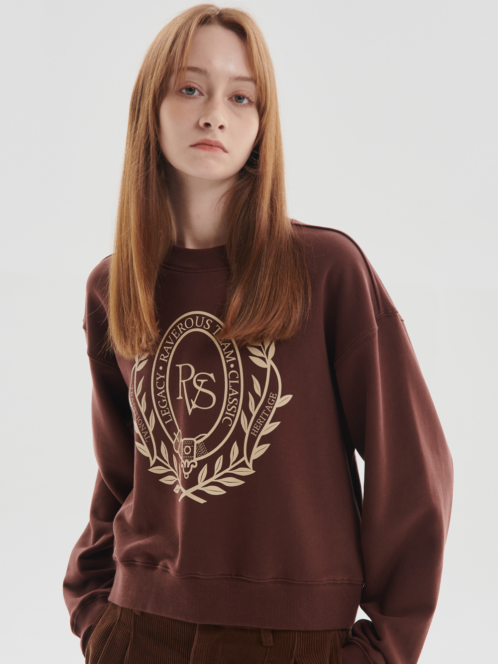 Campus Logo Cropped Sweatshirts Brown