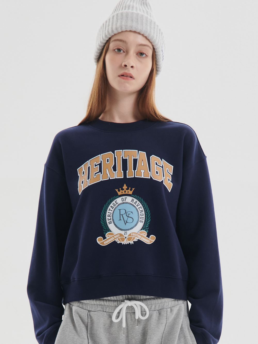 Campus Logo Cropped Sweatshirts Navy